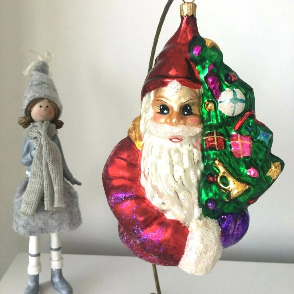 ✨ NEW Authentic Christopher Radko SANTA Claus Christmas TREE Huge Glass Ornament